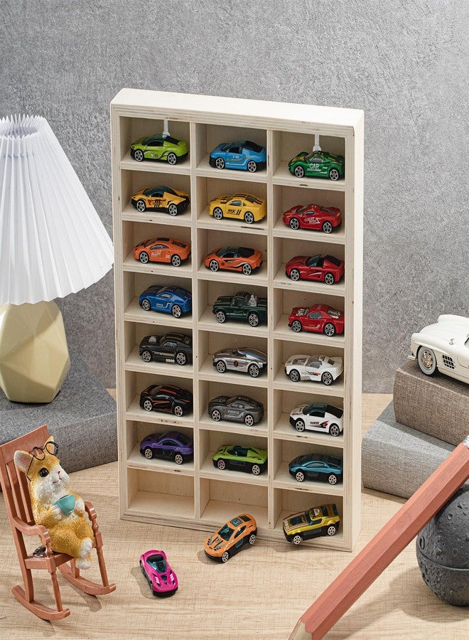 Threehoney 24 Space Toy Cars Wheels Display Case 1: 64 Scale Model Cars Display Shelf Wooden Wall Mounted Die Cast Car Storage Rack for Gift Collectibles Toy Figurines Tiny Cabinet - Image 3